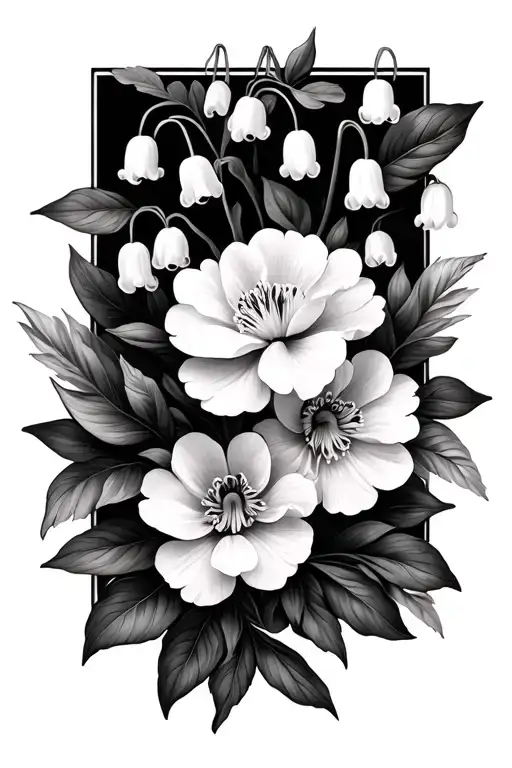 Lily Of The Valley And Sweet Pea And Peony Flowers