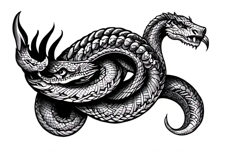 Aztec Serpent Tattoo Design Featuring