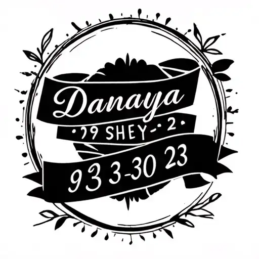 Create A Design Of Tattoo Names And Date Danaya 09-26-24 & Shey 03-30-23 Circle Or Round Minimalist