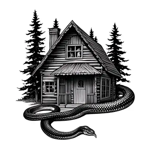 Snake Crossing A Small Cabin Style House