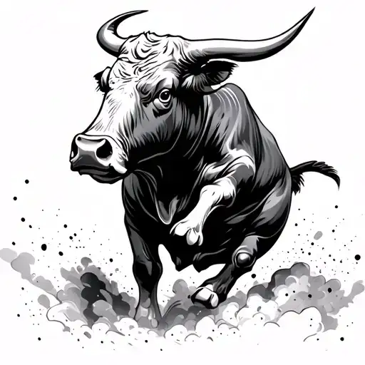 Bull Kicking In Dust