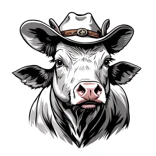 Cow Pig Chicken Wearing A Cowboy Hat