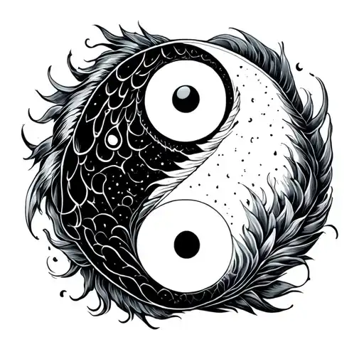 Pisces Yin Yang Tattoo Design Combining