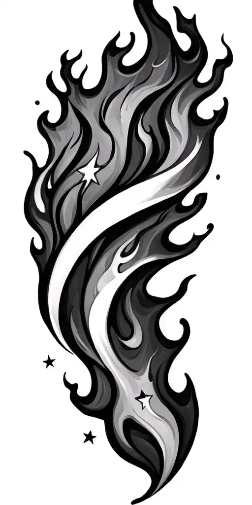 Flames With Stars Scattered