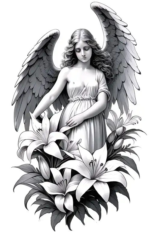 Angel With Lilies
