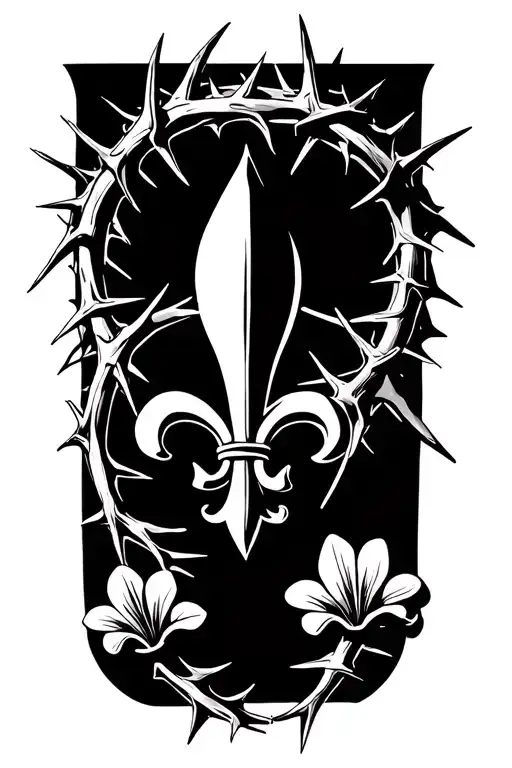 Crown Of Thorns And Fleur De Lis Symbol Incorporated