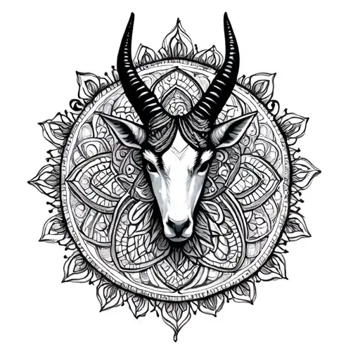 Mandala Capricorn Dark Whimsical Design