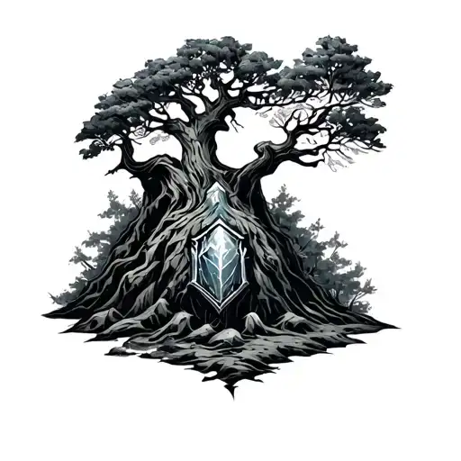 Thor's Stone And Tree Growing