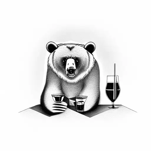 Bear Sitting At A Bar Drinking Whiskey