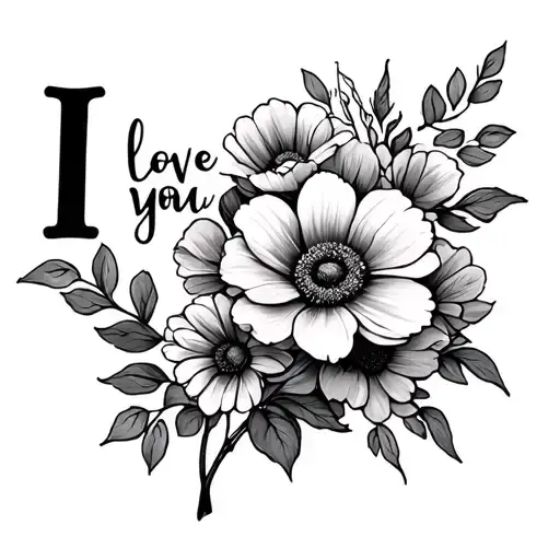 Big Flower Bouquet With I Love You On The Stem