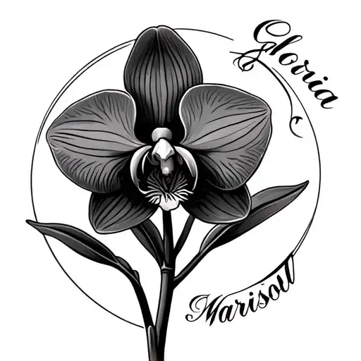 Design A Orchid Small Flower With The Name Gloria Marisol In Cursive