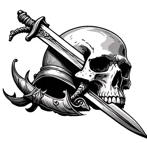 Battle Of Samotrace And A Human Skull Pierced By A Sword