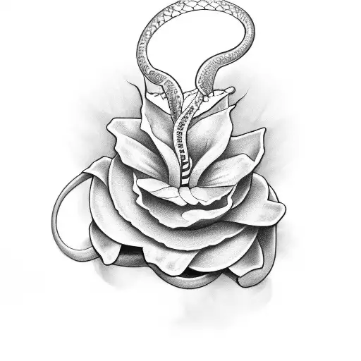 Snake Coiled Around A Daffodil