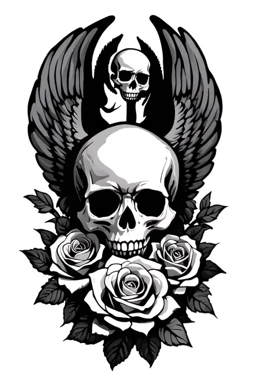 Skull And Roses Skull Laz Wings