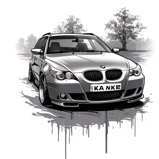 Bmw E60 Touring Line Art Tattoo Featuring