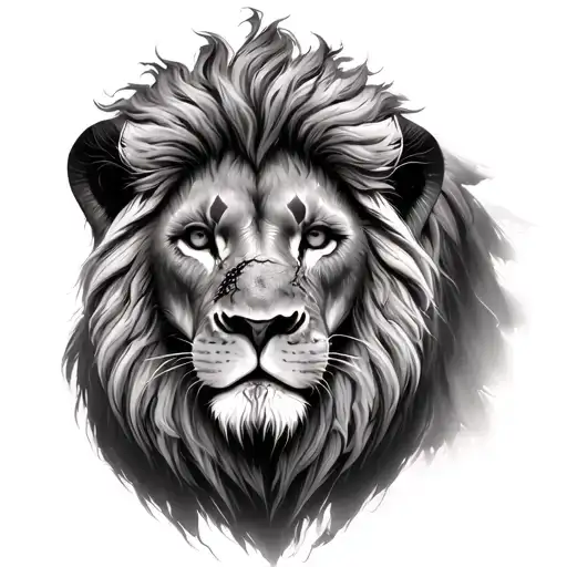 Realistic Lion With Scar Lion Face Made