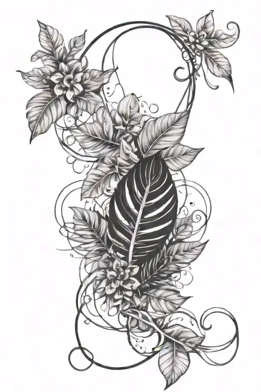 Beautiful Tropical Botanical Leaves Intertwined Infinity Symbols