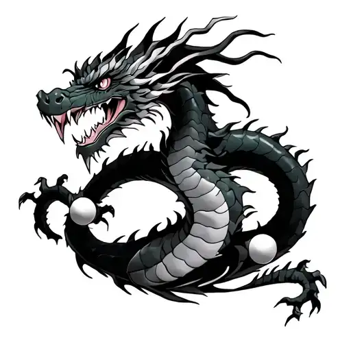 Shenron Dragon Tattoo With Dragon Balls