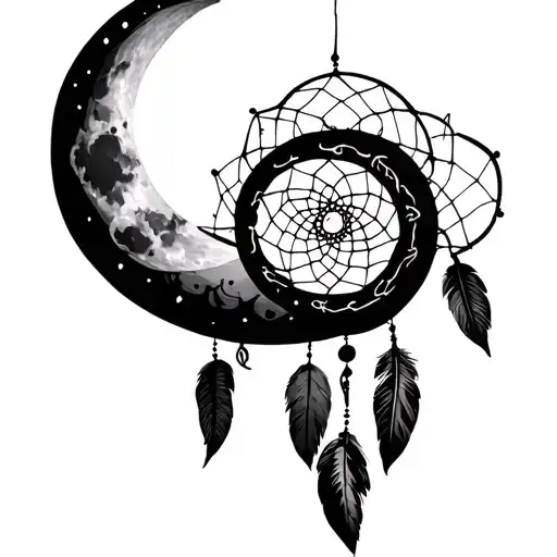 Dreamcatcher With Moon Merging Together