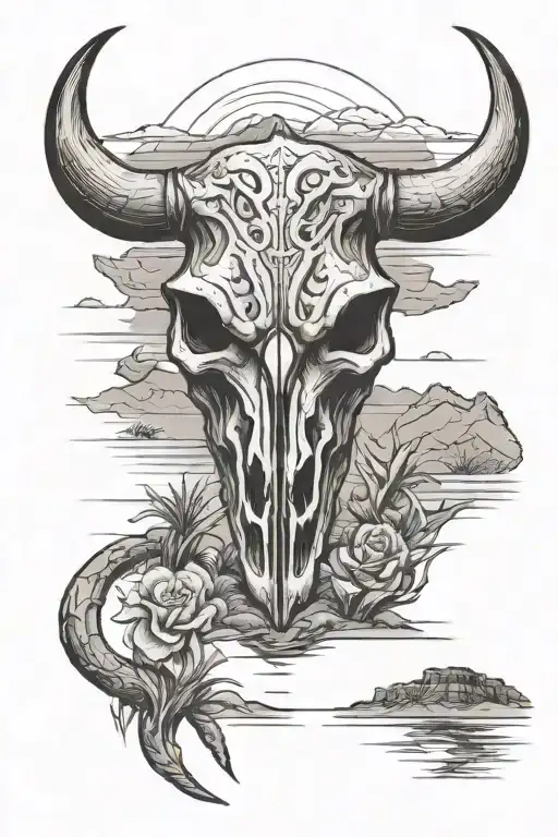 Desertscape With Bull Skull