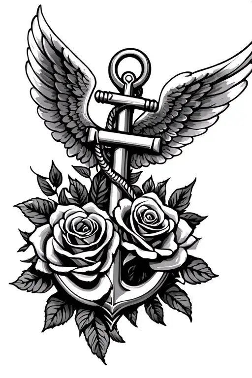Anchor Angel Wings Roses