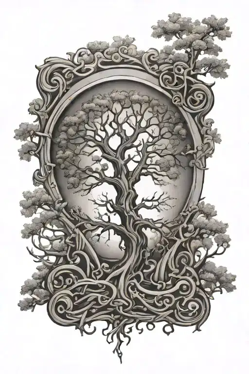 Tree With Leather Tooling