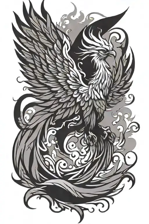 Simple Linework Phoenix Rising Up From The Ashes Symbolizing Rebirth