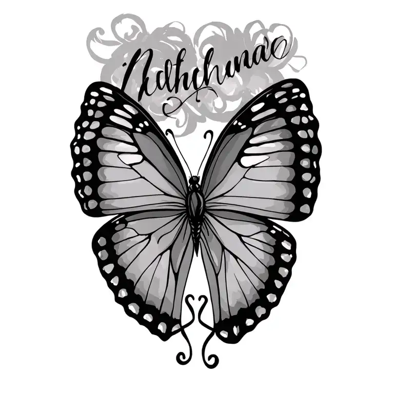 Tattoo Butterfly With Name Written