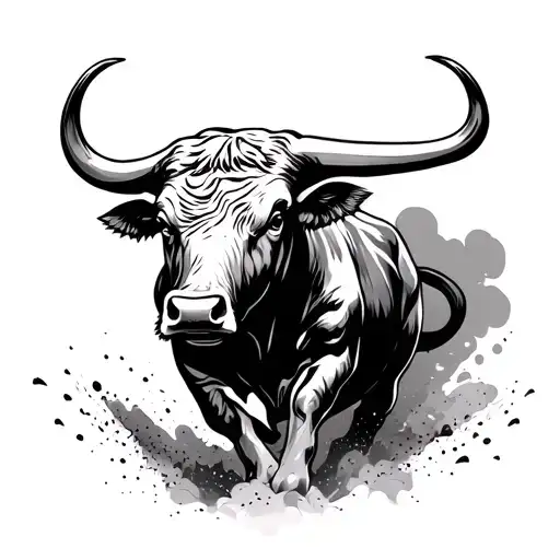 Bull Kicking In Dust