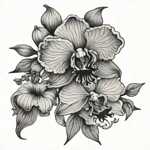 Orchidee And Poppy Black And Grey