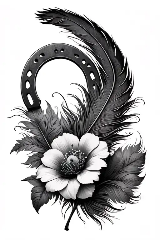 Flowers Pheasant Feather Horseshoe