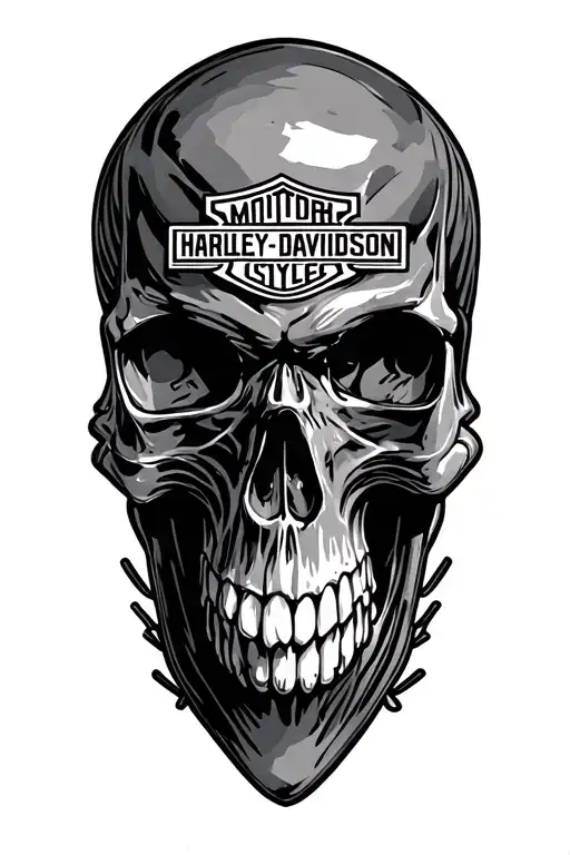 Harley Davidson V-twin Engine With Skull
