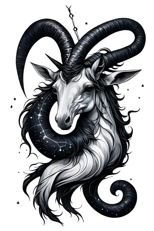 Capricorn Constellation Merging Together Symbolizing