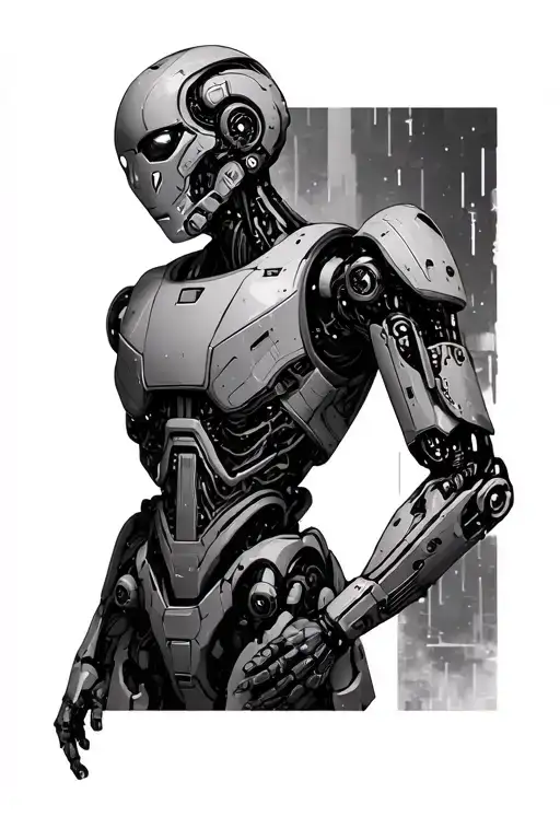 Cyberpunk Robot Inside Arm Sleeve