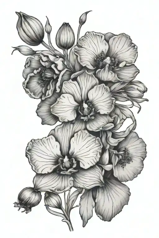 Poppy And Orchidee Fine Line