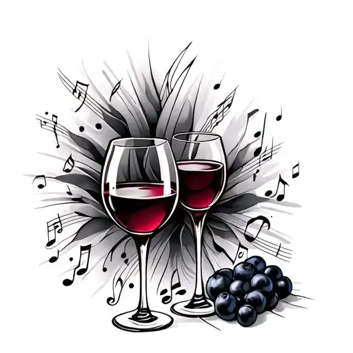 Wine And Music Notes