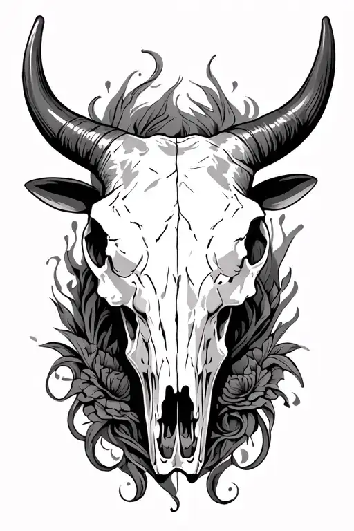 Western Bull Skull Half Sleeve
