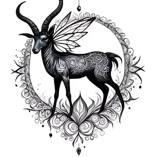 Mandala Capricorn Faery Dark Whimsical Design