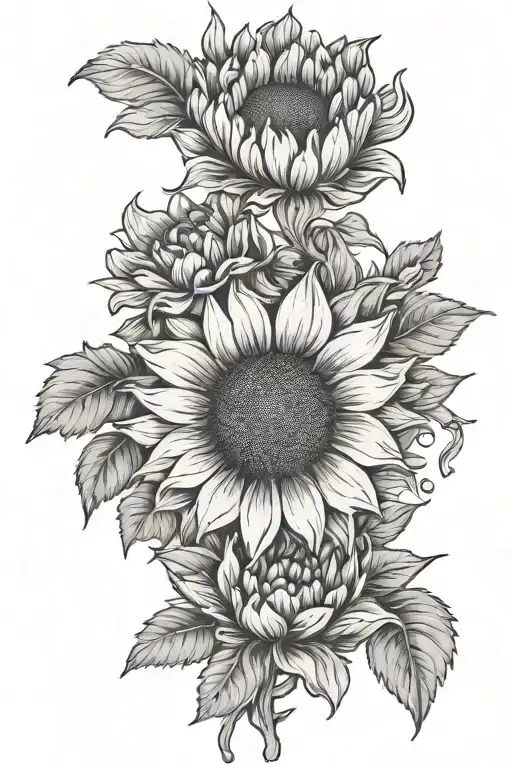 Carnation Sunflower Intertwined