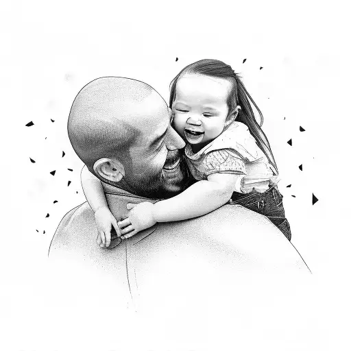 Father Lifting Daughter Into The Air With Great Pride