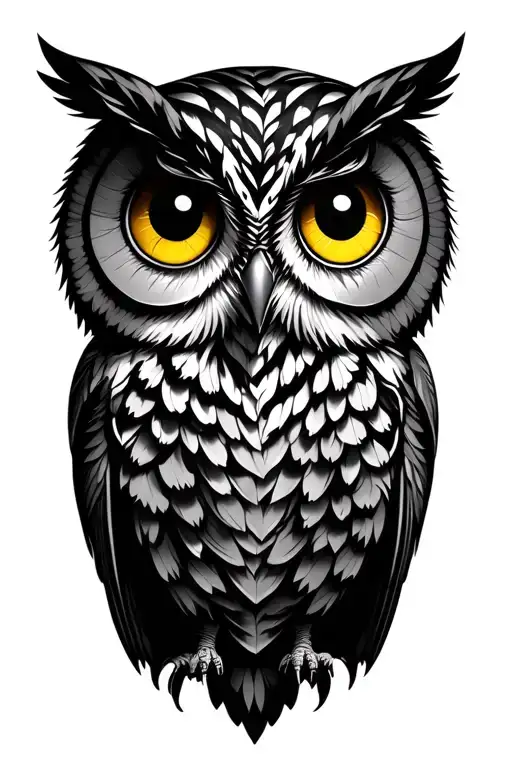 Feminine Owl With Big Yellow Eyes