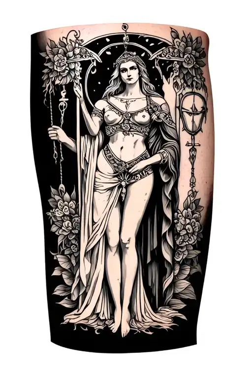 The Hanged Man And The Empress On Thigh