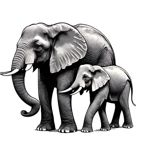 Mom And Son Elephants Earth