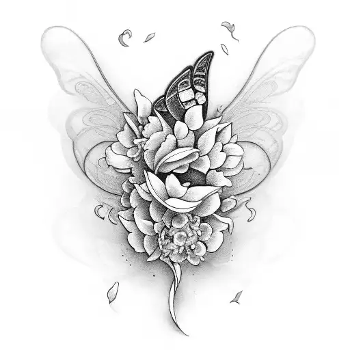 Half Cutter Fly Half Jasmine Flowers In The Shape Of The Other Butter Fly Wing