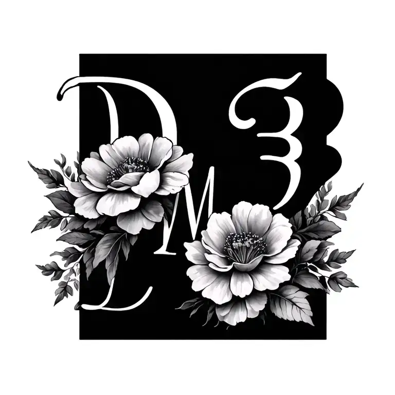 Initials Dmb3 With Flowers Delicate