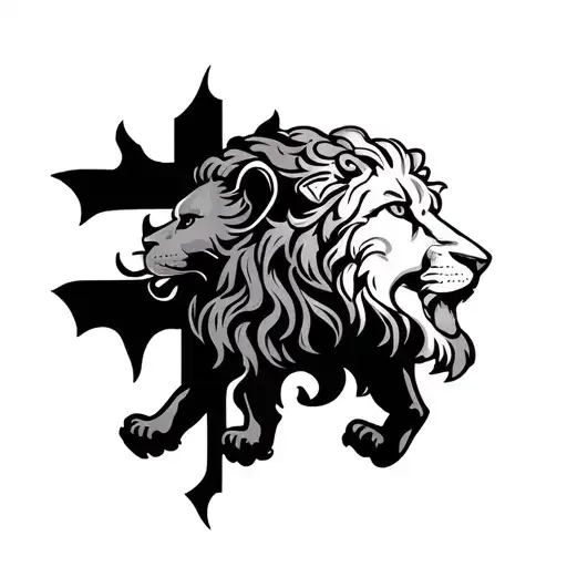 Hollow Cross With Lion