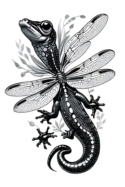Salamander And Dragonfly
