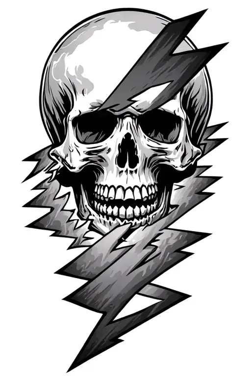Lightning Bolt Going Through A Skull Vertically
