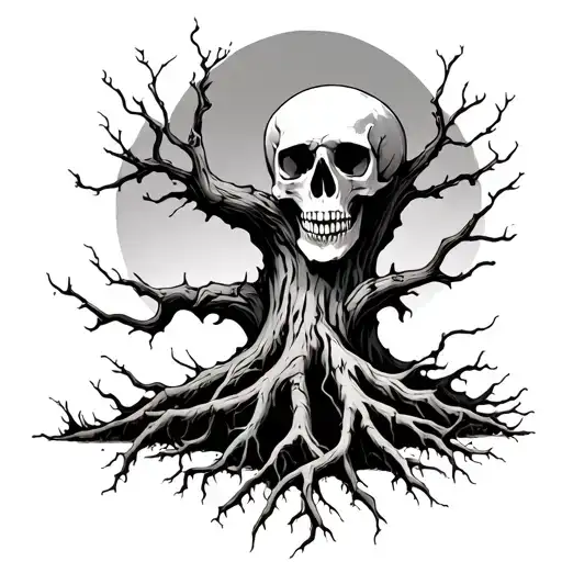 Half Dead Tree With Skull Roots