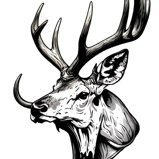 Deer Skull With Antlers 8 Points